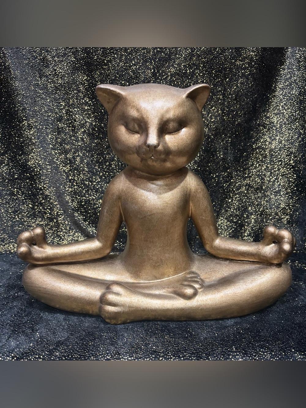Bronze Cat Meditation Statue